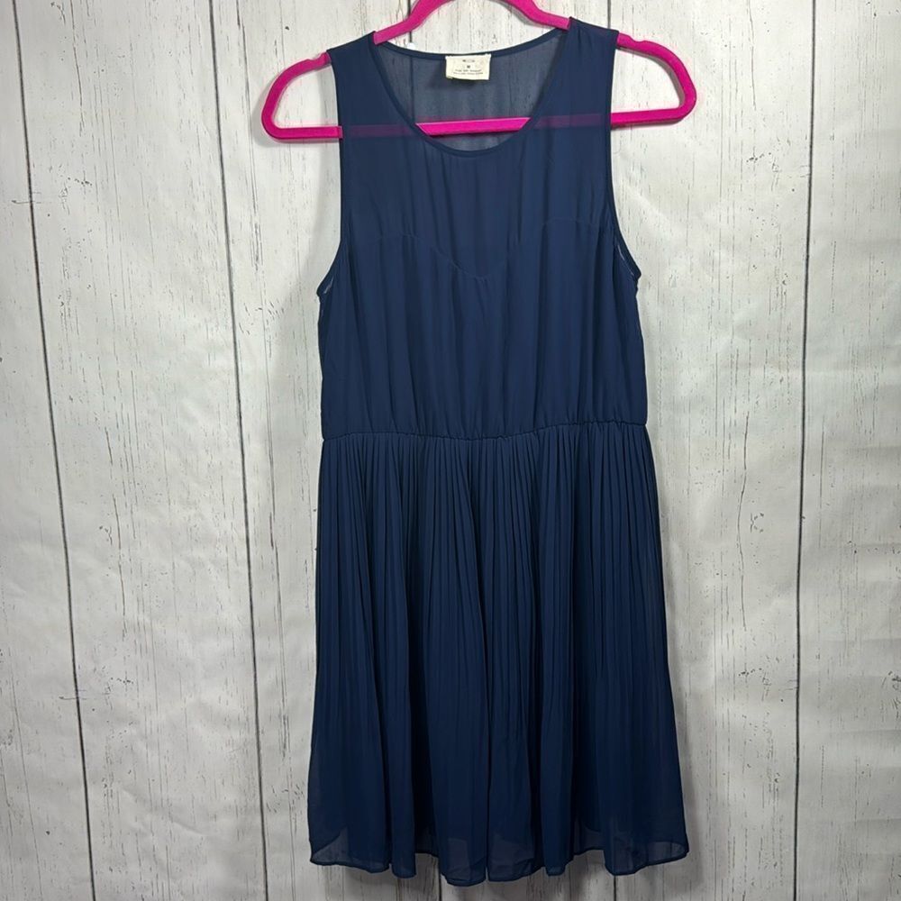 Pins and Needles Blue Pleated Chiffon Dress Boho Romantic Sleeveless Balletcore